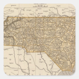 North Carolina-Atlas-Karte Quadratischer Aufkleber