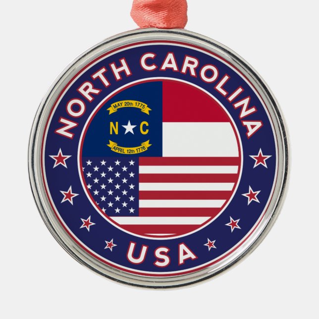 North Carolina Aufkleber, Handy-Gehäuse, Totbeutel Ornament Aus Metall (Vorne)