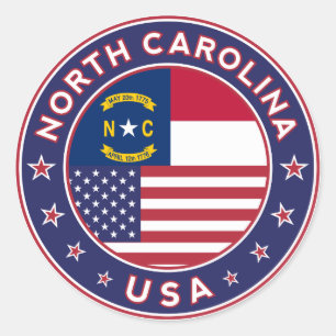 North Carolina Aufkleber, Handy-Gehäuse, Totbeutel Runder Aufkleber