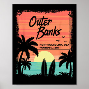 North Carolina Beach Surfen Sonnenaufgang Nc Obx Poster