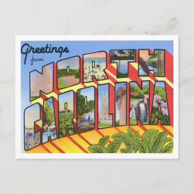 North Carolina Big Letters Postcard Postkarte (Vorderseite)
