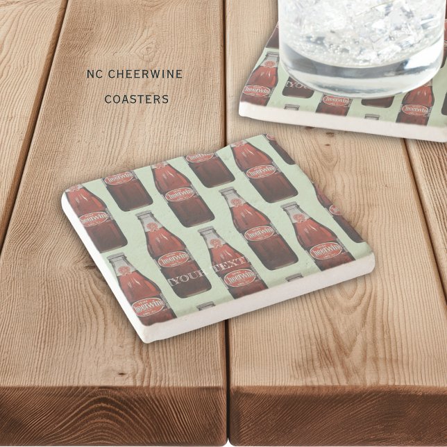 North Carolina Cheerwine Steinuntersetzer (Nostalgic Cheerwine soda from North Carolina, personalized coasters)