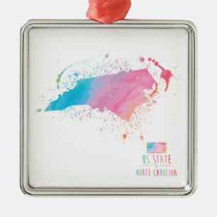 North Carolina der Aquarell-Karten-  Ornament Aus Metall