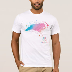 North Carolina der Aquarell-Karten- T-Shirt