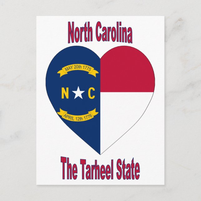 North Carolina Flag Herz Postkarte (Vorderseite)