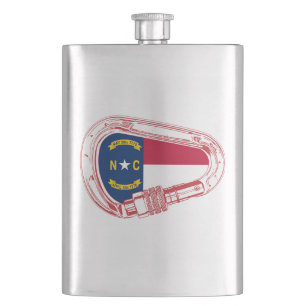 North Carolina Flag Klettersteig Carabiner Flachmann