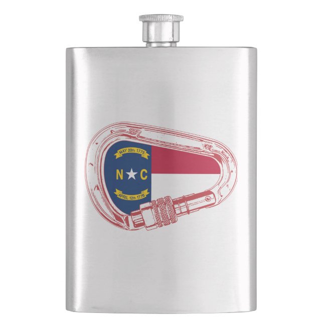 North Carolina Flag Klettersteig Carabiner Flachmann (Vorderseite)