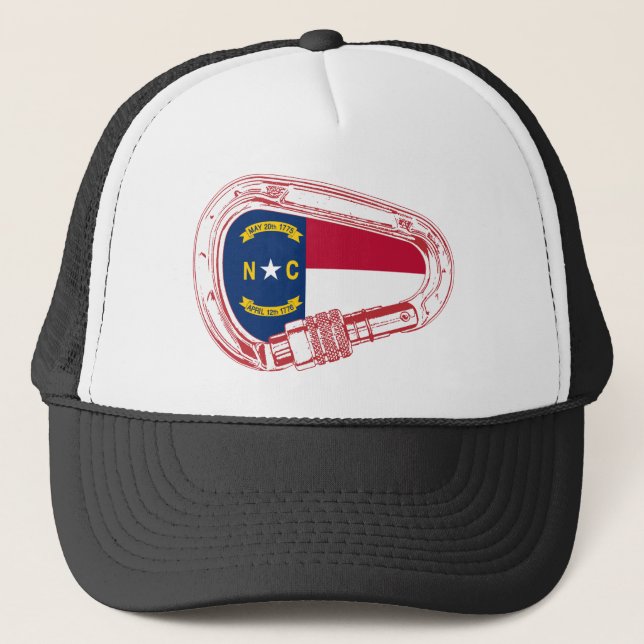 North Carolina Flag Klettersteig Carabiner Truckerkappe (Vorderseite)