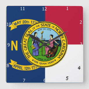 NORTH CAROLINA FLAG & SEAL QUADRATISCHE WANDUHR
