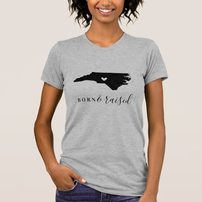 North Carolina Geborenes und aufgestelltes Staat T T-Shirt (Vorderseite)