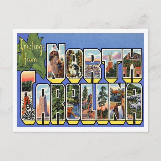 North Carolina Grüße von US-Staaten Postkarte (Vorderseite)