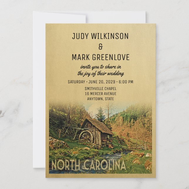 North Carolina Hochzeitseinladung Rustikale Kabine Einladung (Vorderseite)