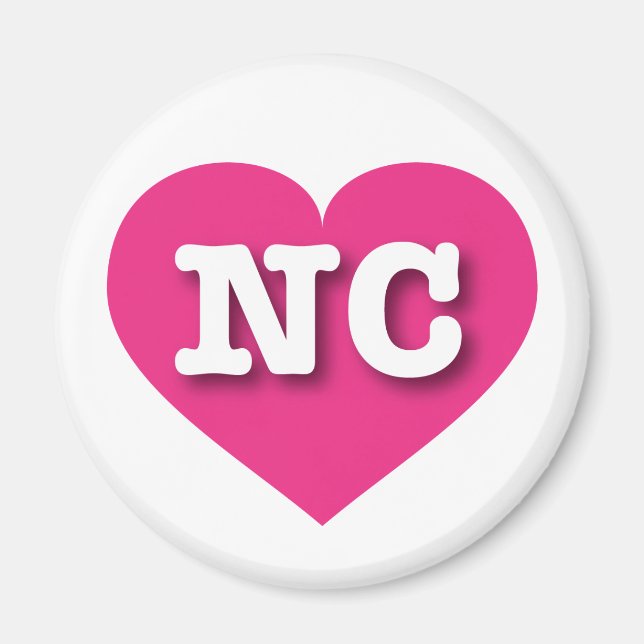 North Carolina Hot Pink Heart - I Liebe NC Magnet (Vorne)