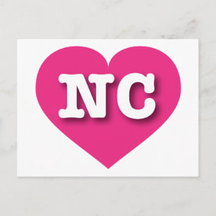 North Carolina Hot Pink Heart - I Liebe NC Postkarte