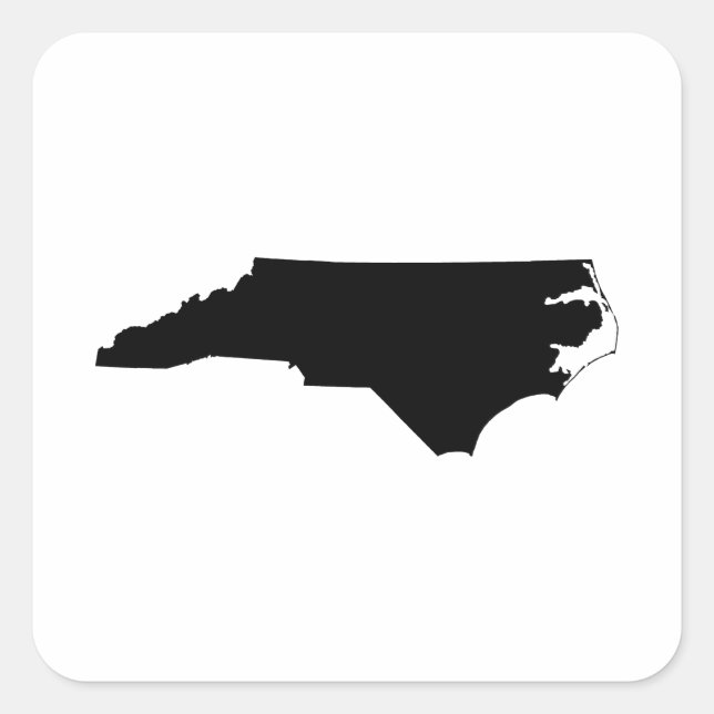 North Carolina in Schwarz und Weiß Quadratischer Aufkleber (Vorderseite)