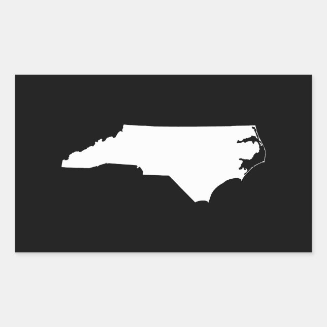 North Carolina in Weiß und Schwarz Rechteckiger Aufkleber (Vorderseite)