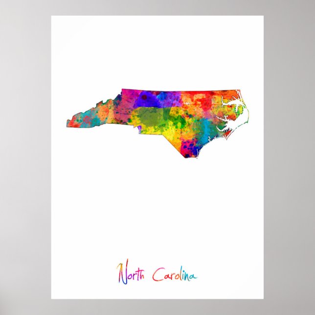 North Carolina Karte Poster (Vorne)