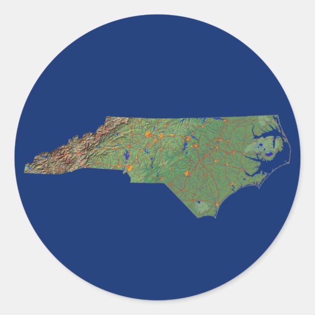 North Carolina Kartenaufkleber Runder Aufkleber (Vorderseite)