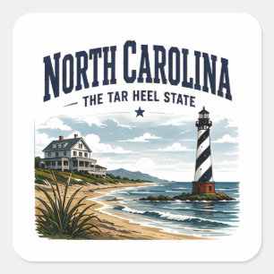 North Carolina Leuchtturm-Reise Quadratischer Aufkleber