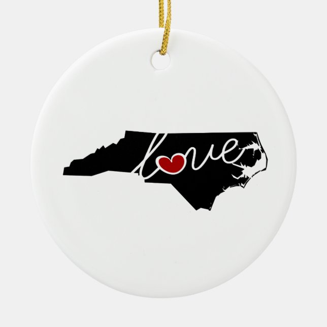North Carolina Liebe!  Geschenke für NC-Liebhaber Keramik Ornament (Vorne)