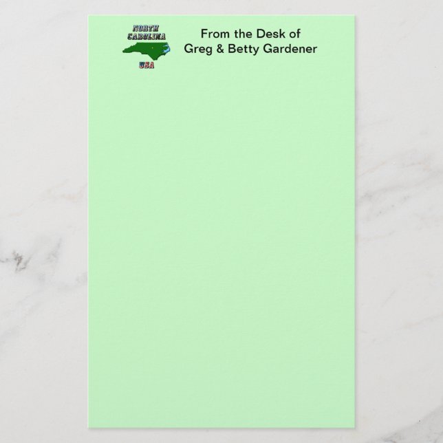 North Carolina Map and Text Briefpapier (Vorderseite)