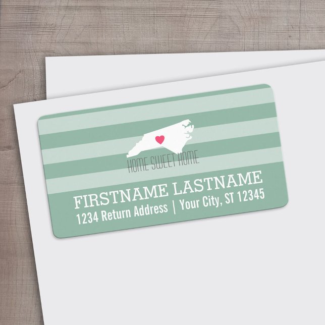 North Carolina Map Zuhause Staat Liebe - Benutzerd Adressaufkleber (Custom Address Label)