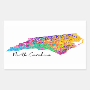 North Carolina Moderne Karte Rechteckiger Aufkleber