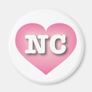 North Carolina Pink Fade Heart - I Liebe NC Magnet
