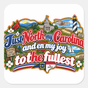 North Carolina Quadrat-Aufkleber Quadratischer Aufkleber
