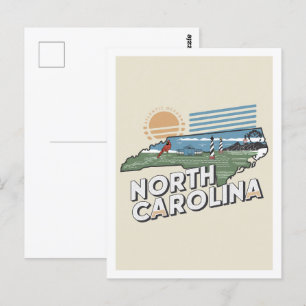 North Carolina Retro Travel Design Iconic USA Postkarte