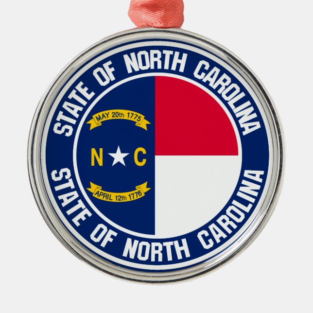 North Carolina Round Emblem Ornament Aus Metall (Vorne)
