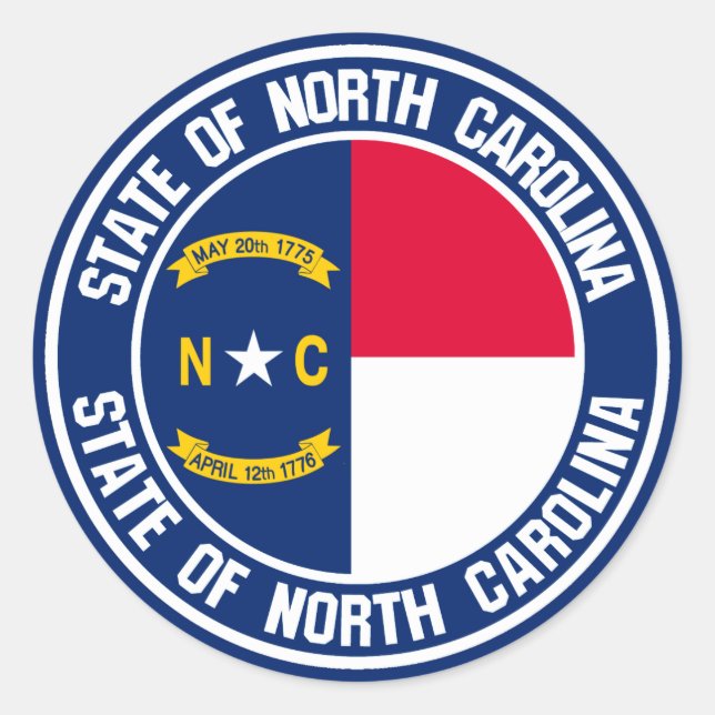 North Carolina Round Emblem Runder Aufkleber (Vorderseite)