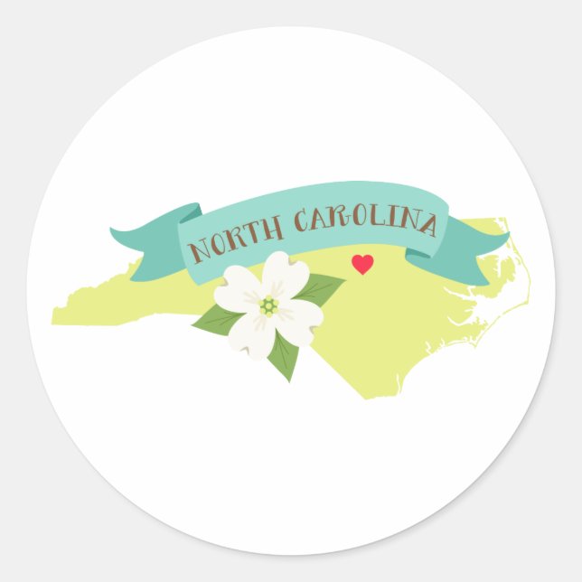 North Carolina Runder Aufkleber (Vorderseite)