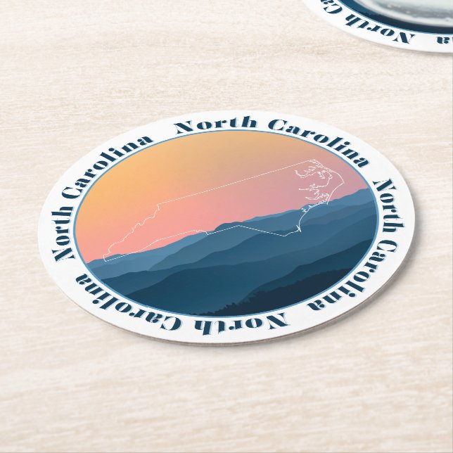 North Carolina Runder Pappuntersetzer (Angewinkelt)