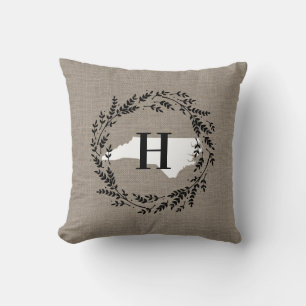 North Carolina Rustic Wreath Monogram Kissen Kisse