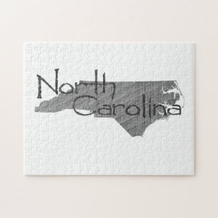 North Carolina Shaped Old Gray Chalkboard and Name