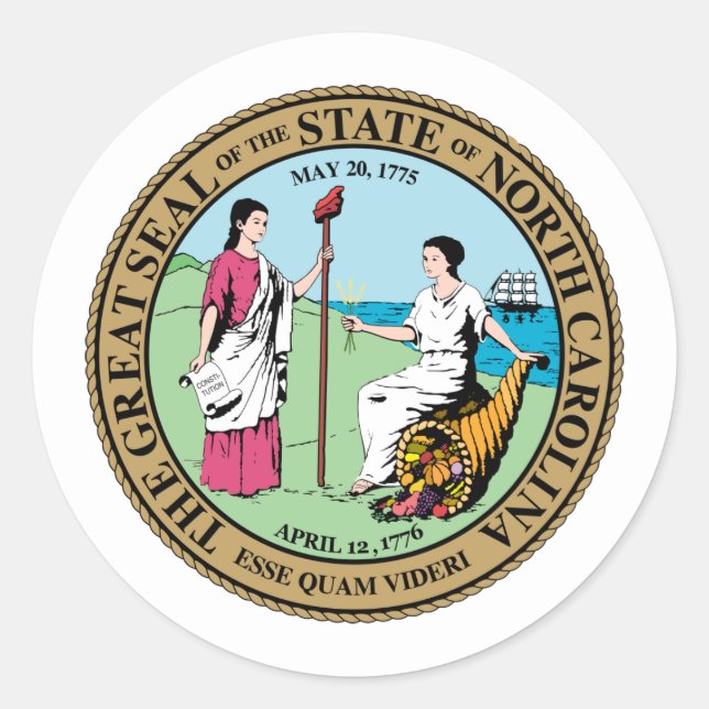 North Carolina Siegel, North Carolina Runder Aufkleber (Vorderseite)