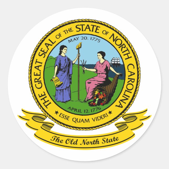 North Carolina Siegel Runder Aufkleber (Vorderseite)