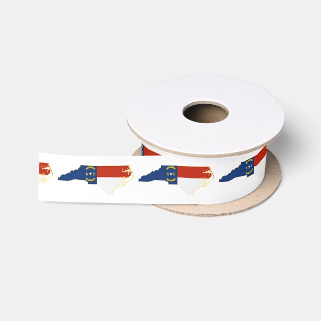 North Carolina Silhouette Map Shaping State Flag Satinband (Spule)