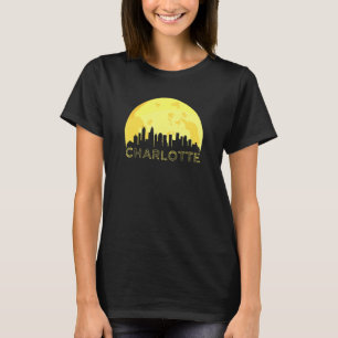 North Carolina Skyline Moon Art Downtown Charlotte T-Shirt