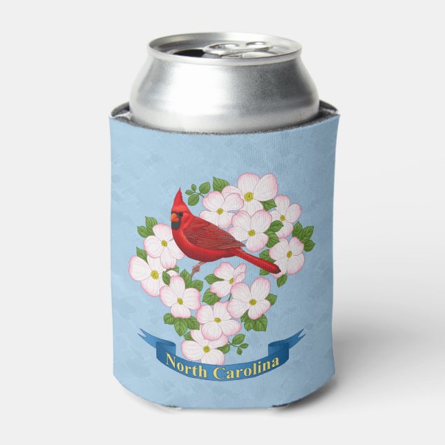 North Carolina Staat Kardinal Bird Dogwood Blume Dosenkühler (Kanne Vorderseite)