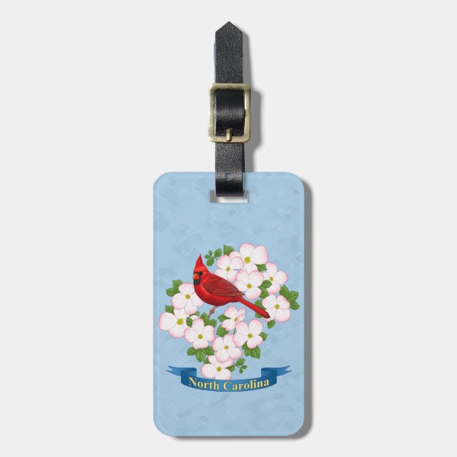 North Carolina Staat Kardinal Bird Dogwood Blume Gepäckanhänger (Vorderseite vertikal)
