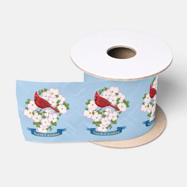 North Carolina Staat Kardinal Bird Dogwood Blume Satinband (Spule)