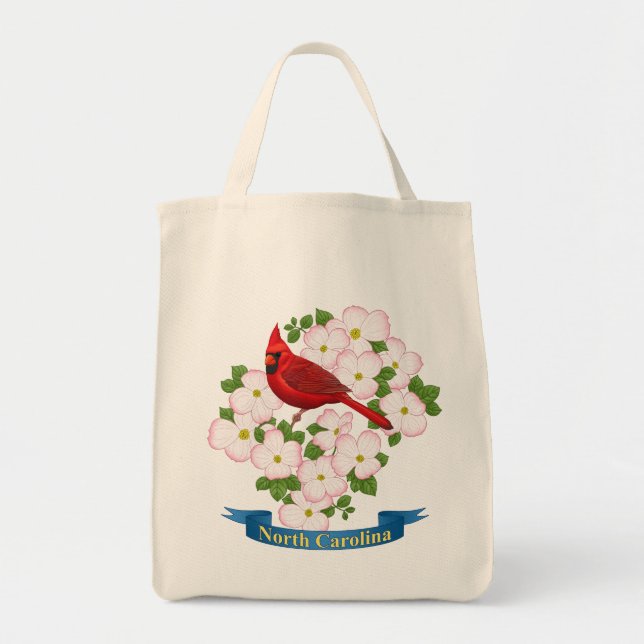 North Carolina Staat Kardinal Bird Dogwood Blume Tragetasche (Vorne)
