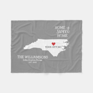 North Carolina Staat Map Individuelle Name, Stadt, Fleecedecke