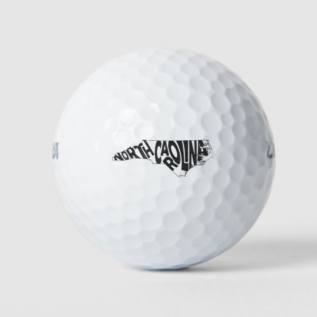 North Carolina Staat Name Word Art Black Golfball (Vorderseite)