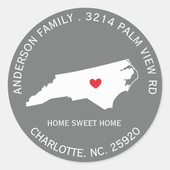 NORTH CAROLINA Staat | Neue Adressenaufkleber Runder Aufkleber (Vorderseite)