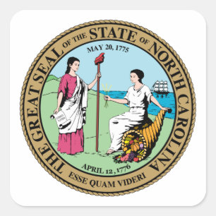 North Carolina Staat Siegel - Quadratischer Aufkleber