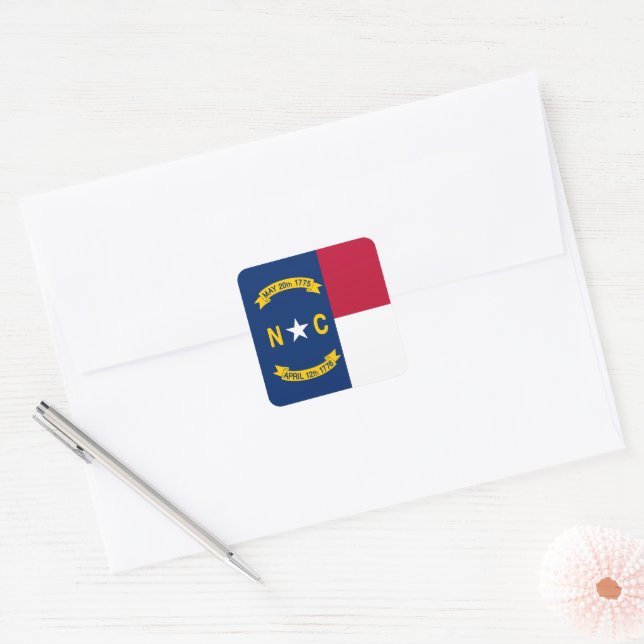 North Carolina State Flag USA Quadratischer Aufkleber (Umschlag)