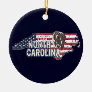North Carolina State Vereinigte Staaten Karte USA  Keramik Ornament